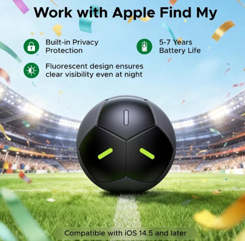 Thiết Bị Định Vị Bluetooth UGREEN FineTrack 2 FT309 95020 Hình Quả Bóng Đá - Apple Find My, Pin 5-7 Năm, IP68
